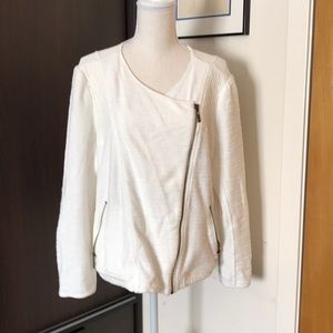 Cream / off white asymmetrical cardigan zip